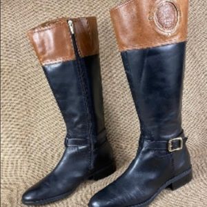 Vince Camuto black and brown leather riding boots. Size 8